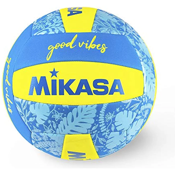 Hammer Beachvolleyball MIKASA Good Vibes BV354TV-GV-YB, FIVB-zertifiziert, PU-Soft Oberflächenmaterial, wetterfest, gelb-blau – Bild 1