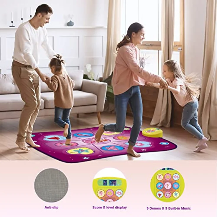Tanzmatte Kinder Spielzeug Geschenke für Mädchen Jungen Alter 3 4 5 6 7 8+ Jahre, Musikmatte mit Herausforderung Modi LED Anzeige Integrierter Musik, Weihnachten Geburtstag Kinderspielzeug (Violett) – Bild 4