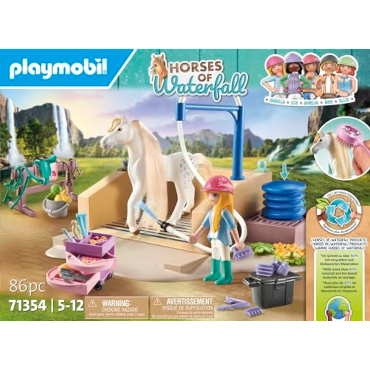 Playmobil® Konstruktions-Spielset Isabella & Lioness mit Waschplatz (71354), Horses of Waterfall, (86 St), teilweise aus recyceltem Material – Bild 5