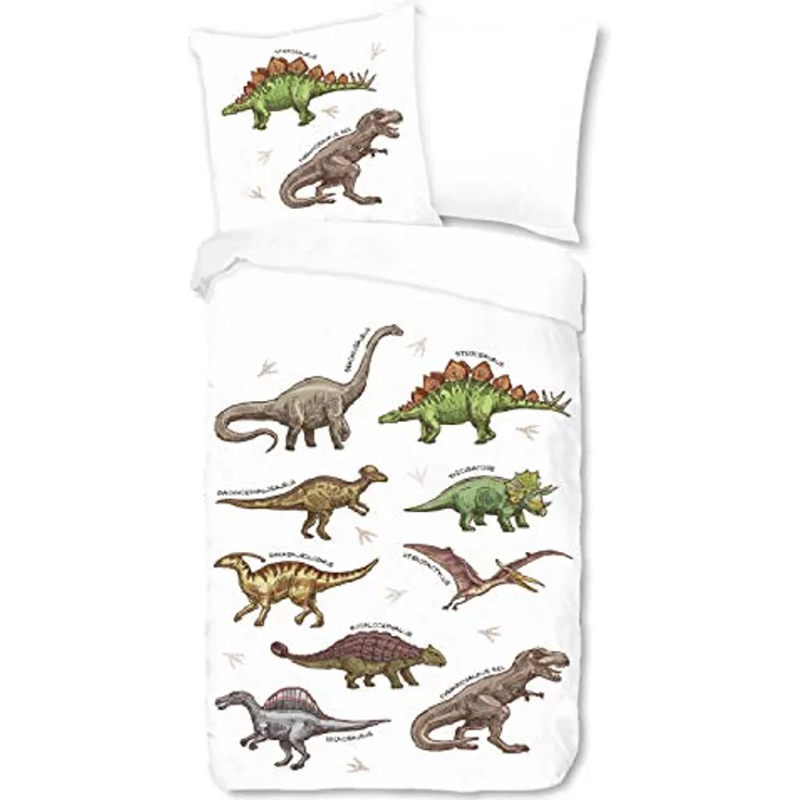 ESPiCO Bettwäsche Sleep and Dream Dino Bunt Dinosaurier Reptilien T-Rex Tiermotiv Kinder Zimmer Renforcé, 135 cm x 200 cm