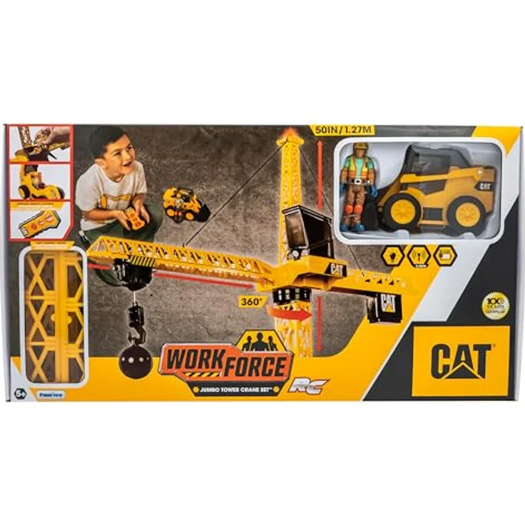 CAT TOYS CAT Workforce Jumbo Tower Crane Set RC, 50 Zoll ferngesteuertes Kranmodell für Kinder – Bild 2