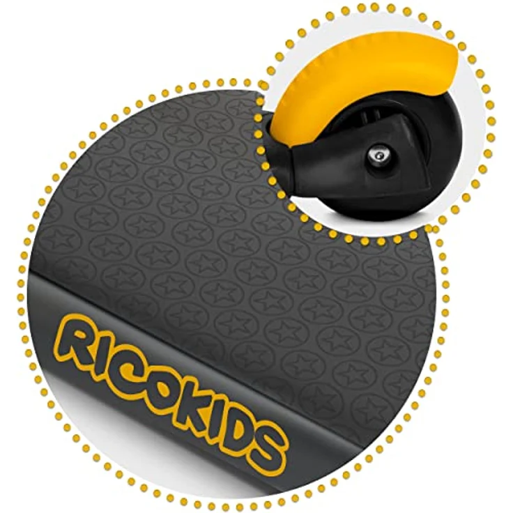 Ricokids 3-in-1-Laufroller für Kinder, Dreirädriger Scooter mit verstellbarem Sitz und Lenker, drei große Räder, rutschfeste Plattform, Farbe: Schwarz, für Kinder ab 3 Jahren, max. Gewicht 30 kg – Bild 5