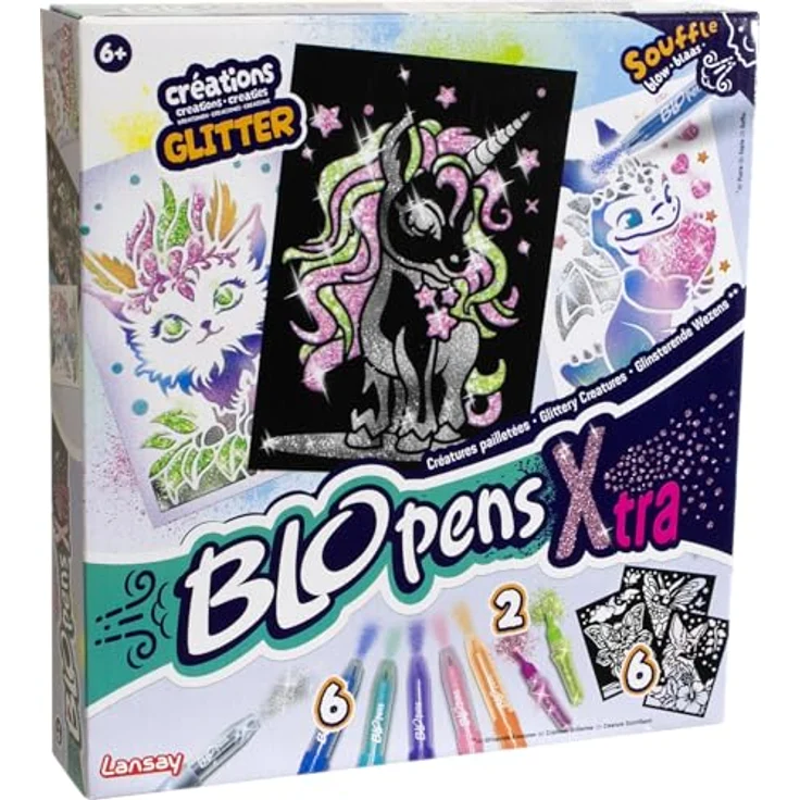 Blopens Kreativset Sprühstifteset X-TRA, Airbrush Effekt mit 6 Fantasietier-Schablonen und Glitzereffekt – Bild 4