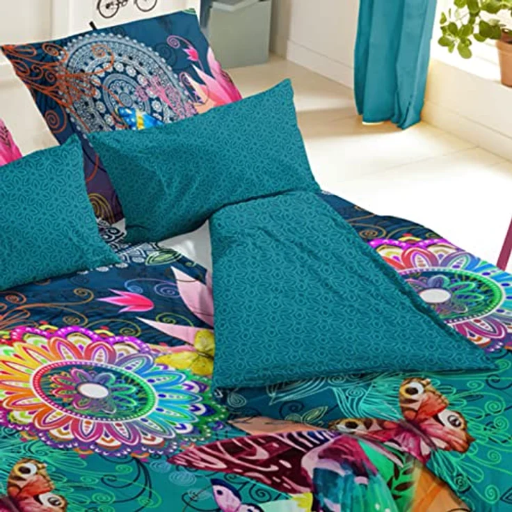 Hip Parada bettwäsche mit farbigen Figuren und Schmetterlinge, 100% Baumwolle/Satin-155x220cm, Satin, Multi Colour, 220x155x0.5 cm - Preisvergleich – Bild 8
