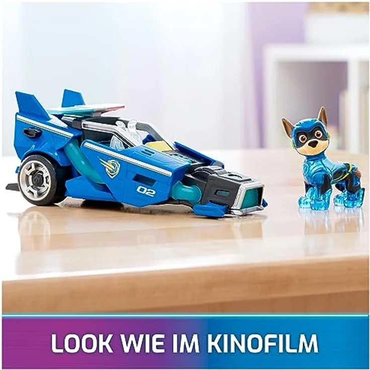 PAW PATROL: Der Mighty Kinofilm, Superhelden-Basis-Fahrzeug Spielzeugauto von Chase mit Welpenfigur, Polizeiauto mit Licht- und Geräuscheffekten, Spielzeug geeignet für Kinder ab 3 Jahren – Bild 2