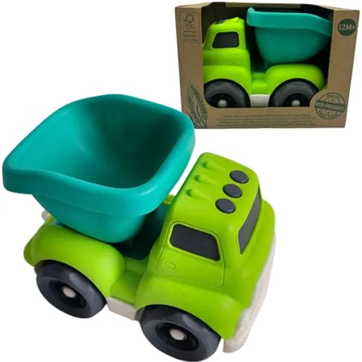 alldoro 60404 Spielfahrzeug Kipplaster für Kinder, 18 cm, grün, Kunststoff-Weizenstroh-Gemisch, ecofriendly