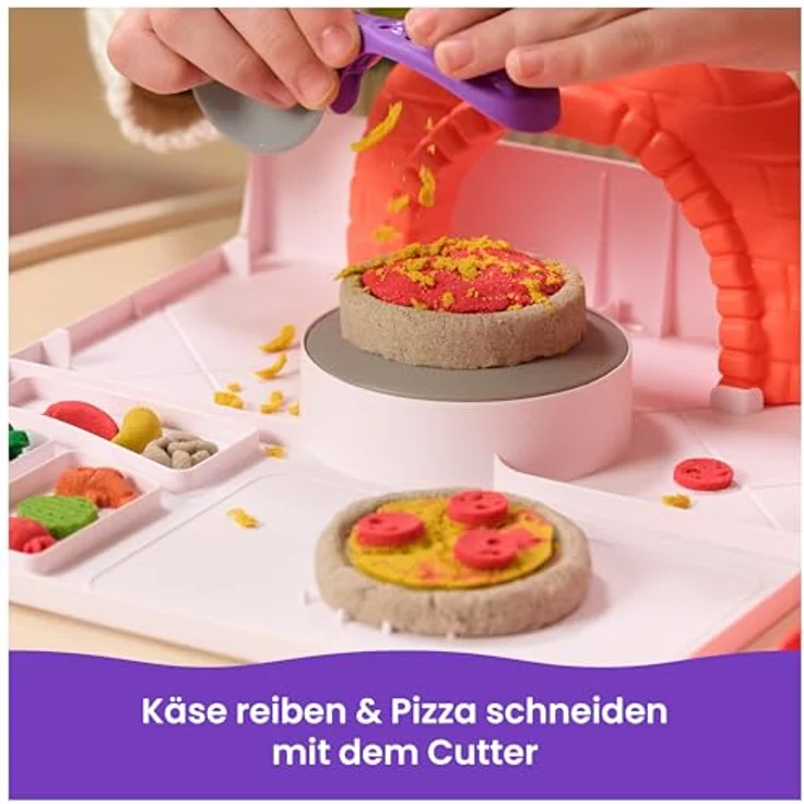 Spin Master Kinetic Sand Squish Pizza Set, Kreativset zur Förderung von Feinmotorik und Kreativität, inkl. Förmchen für individuelle Beläge – Bild 5