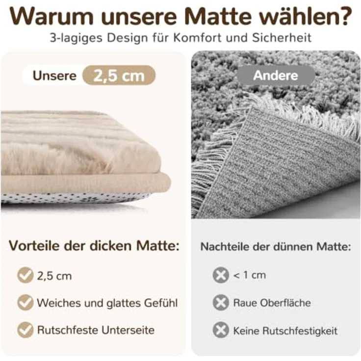 Tuocal Krabbelmatte Baby Spielmatte 120x170x2,5cm, rutschfeste Schaumstoffdecke, Beige – Bild 2