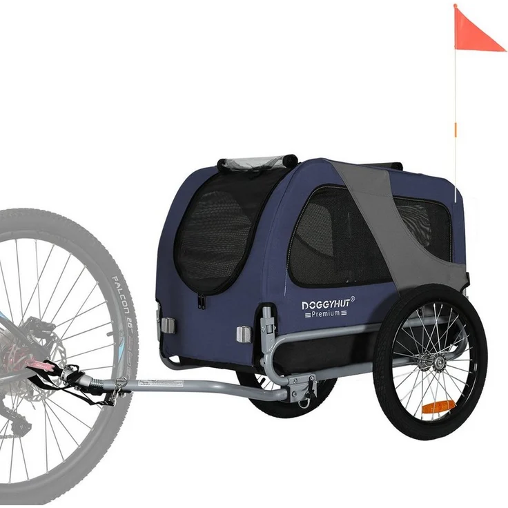 TIGGO DOGGYHUT® MEDIUM Hundefahrradanhänger, Verstellbare Sicherheitsleine, Blau - Preisvergleich