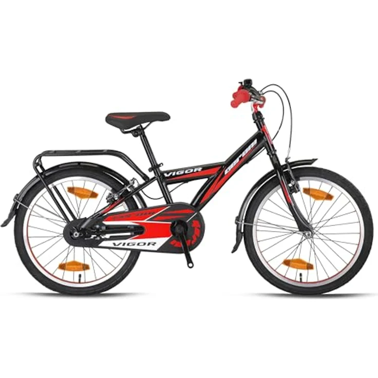 Rezzak 20 Zoll Kinderfahrrad Jungenfahrrad Schwarz Rot, mit Rücktrittbremse und Reflektoren – Bild 1