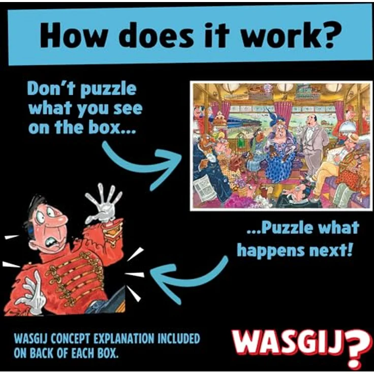 Wasgij Retro Mystery 9, Zugüberfall Puzzle, 1000 Teile aus 100% recyceltem Karton, ideales Geschenk für Puzzle-Enthusiasten – Bild 3