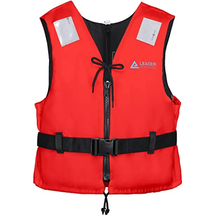 Leader International Schwimmhilfe Erwachsene, Feststoffweste mit 40N Auftrieb, Größe S (Rot, 30-50kg) – Bild 1