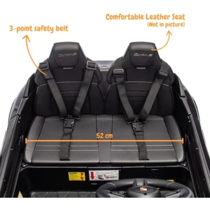 Porsche Taycan Turbo S Elektro Kinderauto 24V, 2-Sitzer für 2 bis 6 Jahre, Schwarz, MP3-Player, LED-Scheinwerfer, 3-6 km/h – Bild 7
