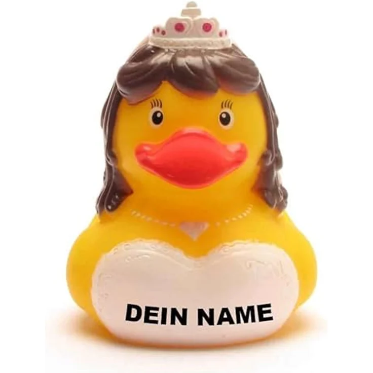 Duckshop Badeente - personalisierbar (Braut Ente), mit eigenem Wunschtext bis 10 Zeichen, 8 cm aus Vinyl – Bild 1