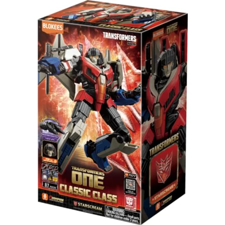 Dickie Blokees Transformers Starscream Bausatz, bewegliche Figur mit 20 Gelenken und beleuchteten Augen, 87 Teile, 12,6 cm – Bild 7