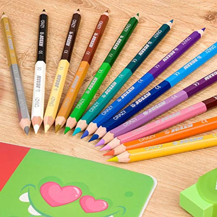 Jolly Superstick Crazy Buntstifte Farbstifte | 24 Farben mit 12 Farbstiften | Kinderfest und Bruchsicher | Ungiftig | extra dicke Mine | 12 Stifte im Kartonetui – Bild 5