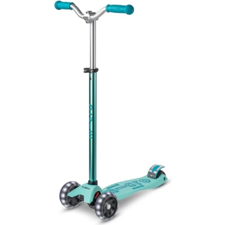 Micro Maxi Micro Deluxe Pro LED Scooter, breiten LED-Vorderrädern, rutschfester Trittbrettbeschichtung, höhenverstellbarer Lenkstange, leuchtend blau – Bild 1