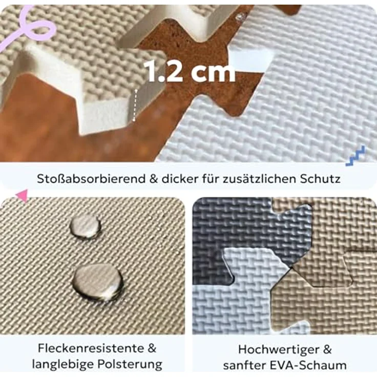 MioTetto Baby Krabbeldecke | Zertifizierte Puzzlematte, rutschfest, wasserdicht, farbenfroh, vielseitig einsetzbar für drinnen und draußen – Bild 4