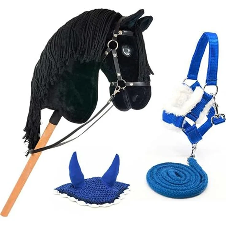Hobby Horse Land Black Star A3, Steckenpferd mit Trense und Set Blau, langlebige Stoffe, für Kinder ab 5 Jahren – Bild 1