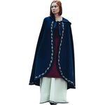 Leonardo Carbone® Mittelalter Wollumhang Ásidís mit Handstickerei - Mittelalter Kleidung Damen, Cape Damen, Hobbit Kostüm, LARP-Kleidung, Wikinger, Cosplay Damen, Halloween, Karneval Blau