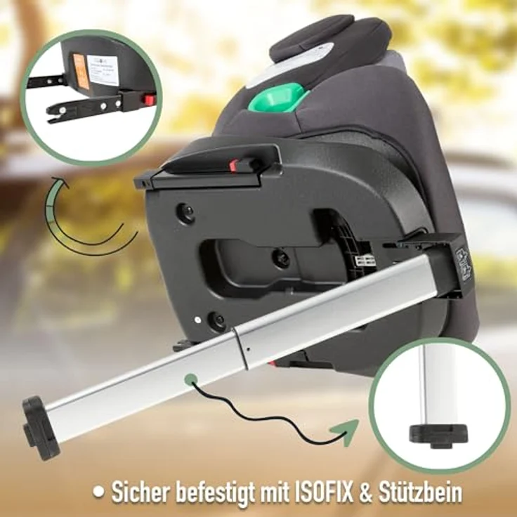 FableKids NORA Autokindersitz, 360° drehbar mit Isofix, für Kinder 40-150 cm, grau – Bild 5