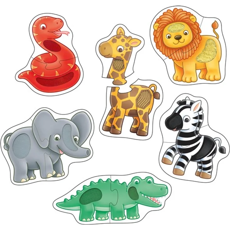 Orchard Match & Feel 2pc Puzzles, Sensorik-Puzzle-Set mit 6 Dschungeltier-Motiven und einzigartigen Texturen, geeignet ab 18 Monaten