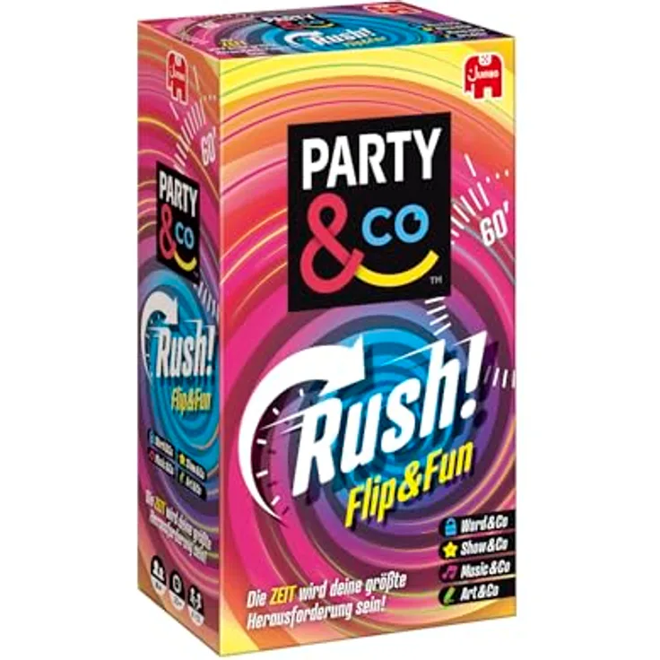 Jumbo Party & Co. Rush – Lustiges Brettspiel für Erwachsene, Kartenspiel mit 300 Aufgaben und TWIST-Karten, 2–10 Spieler, ab 16 Jahren
