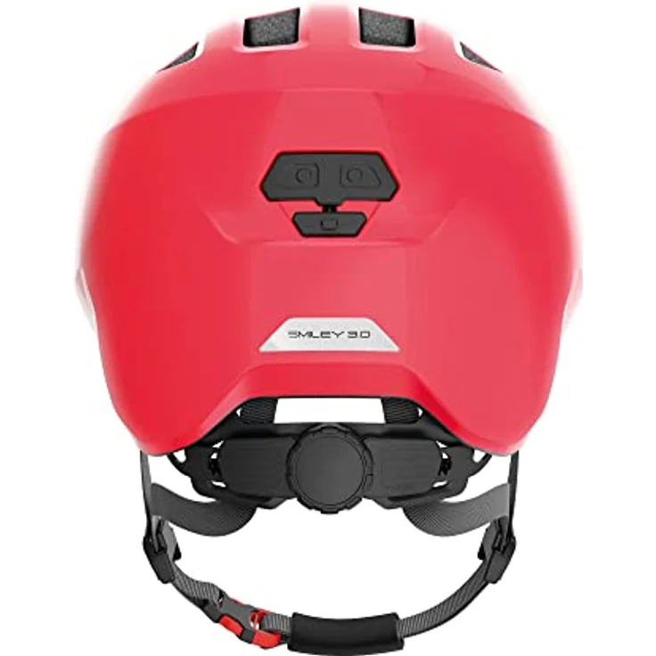 ABUS Kinderhelm Smiley 3.0 - Fahrradhelm mit tiefer Passform, kindergerechten Designs & Platz für einen Zopf - für Mädchen und Jungs - Rot Glänzend, Größe S – Bild 3