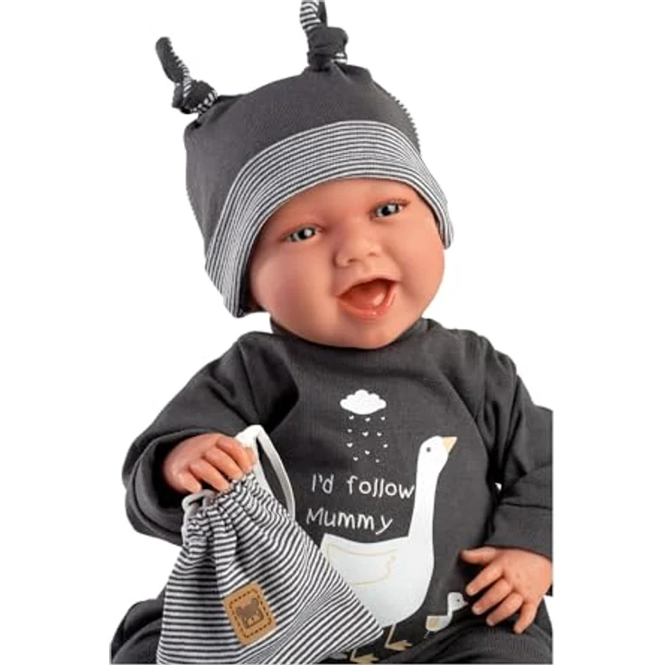 Llorens Babypuppe Mimi Gänsefamilie, 42cm, Made in Europe, mit blauen Augen und weichem Körper – Bild 5
