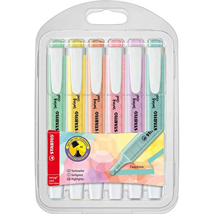 STABILO Swing Cool – Packung mit 6 Textmarkern – farblich sortiert, Anti-Austrocknung Technologie, intensive Lichtbeständigkeit – Bild 3