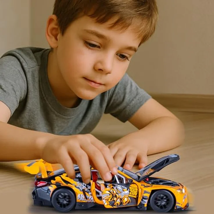 Jamara BMW M4 GT3 Diecast 1:24, ferngesteuertes Spielzeugauto in gelb mit Knopfzellen شامل – Bild 2