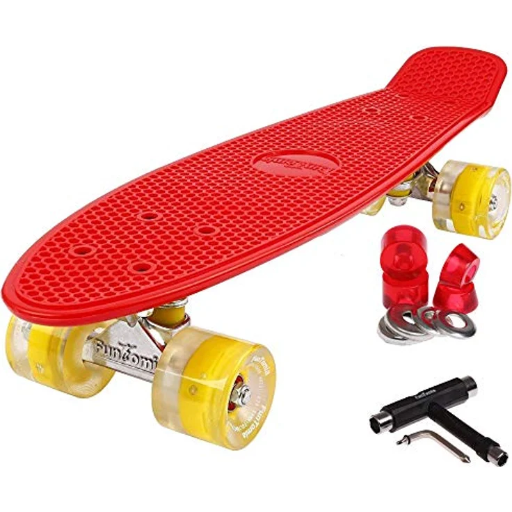 FunTomia Kinder Skateboard Cruiserboard Miniboard 57cm mit oder ohne LED Leuchtrollen Alu Truck Mach1 Kugellager Cruiser Mini Board – Bild 1