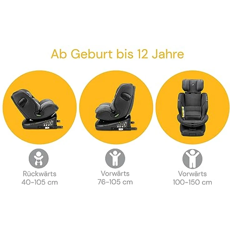 Osann Autokindersitz Eno360 i-Size, 360° drehbarer Reboarder Kindersitz Isofix, ab Geburt bis 12 Jahre, Baby Autositz, grau – Bild 4