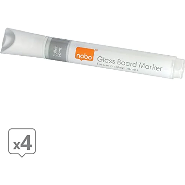 NOBO Glastafel Marker, Rundspitze, trocken abwischbar, Strichstärke 3 mm, weiß, VE=4 Stück – Bild 7