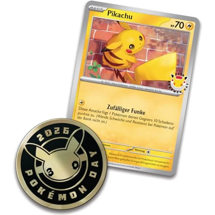 Pokémon Pokémon-Sammelkartenspiel: Kollektion Pokémon Day 2026 mit holografischer Pikachu-Promokarte, 30. Jahrestags-Münze und 3 Boosterpacks – Bild 5