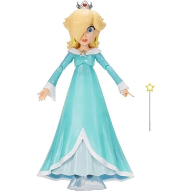 Jakks Pacific „Super Mario Galaxy“-Film: Rosalina-Actionfigur (12,7 cm) mit 10 Gelenkpunkten und Sternenstab, offiziell lizenziert, ab 3 Jahren