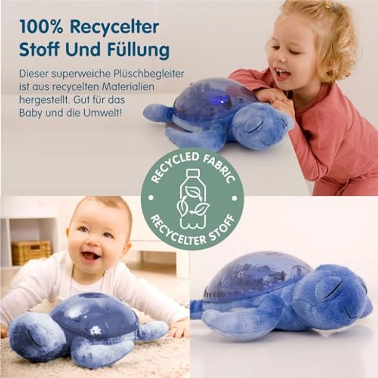 Cloud b Tranquil Turtle™ wiederaufladbares Ocean Musik-Nachtlicht | Unterwasserprojektionen | 4 beruhigende Geräusche | Helligkeit einstellbar | Timer | Tränenmelder | recycelter Stoff – Bild 4
