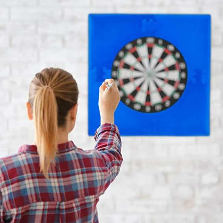 Relaxdays Schutzring für Dartscheiben, quadratisches Auffangfeld mit 3 cm dickem Wandschutz, 45 cm Durchmesser, 4 Teile – Bild 5