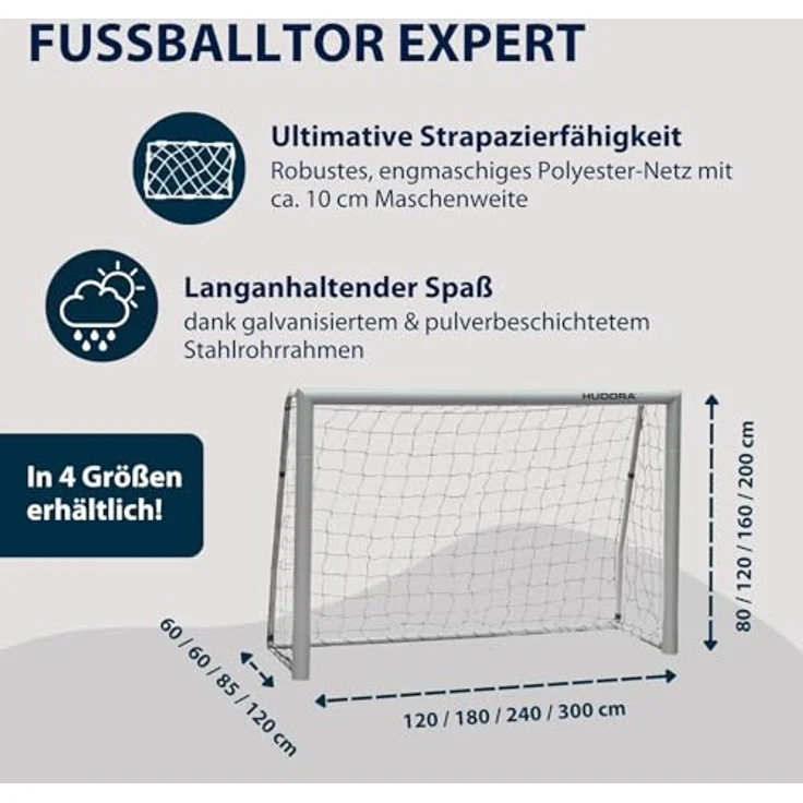 HUDORA Kinder, Jugendliche & Erwachsene Fußball-Tor Expert 300 Garten Fußballtor grau – Bild 4