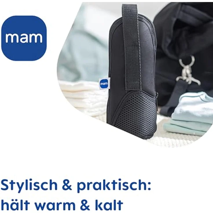 MAM Thermal Bag, Isoliertasche für Babyflaschen mit Neopren und Isolierschicht, hält Flüssigkeiten warm und kalt, schwarz – Bild 5
