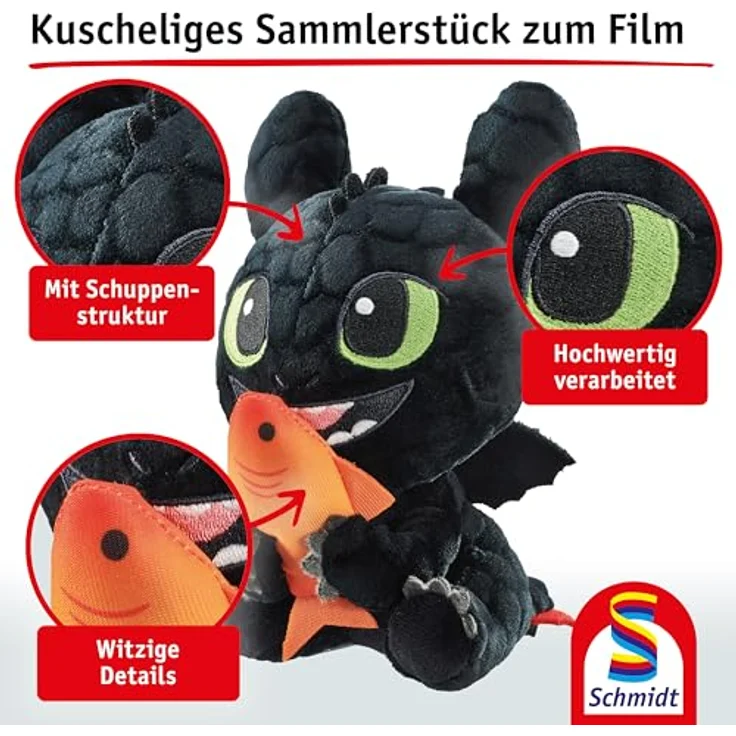 Schmidt Spiele 42859 Dragons Ohnezahn, Plüschfigur 18 cm, hochwertiger weicher Plüsch, ab 0 Jahren – Bild 4