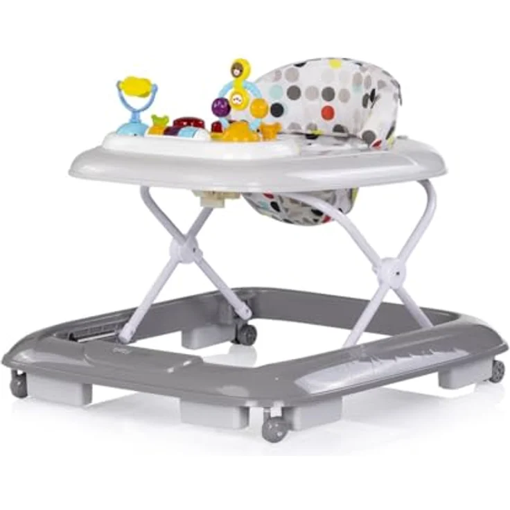 Chipolino Lauflernhilfe Baby Steps, klappbar mit Musik Spielpanel, 360° drehbaren Rädern, 6 Silikon-Stoppern, grau – Bild 2