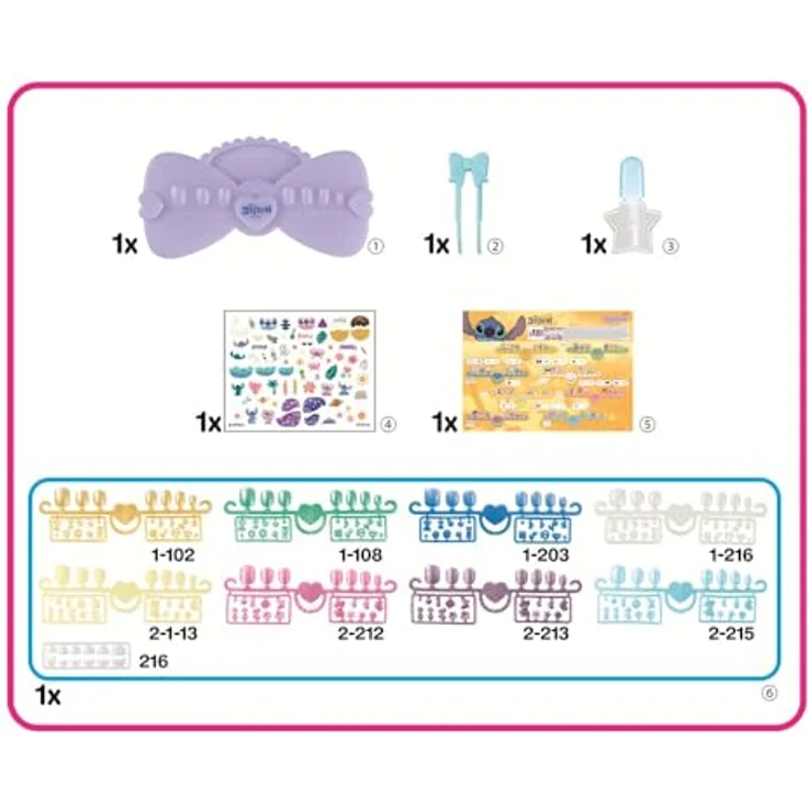 Aquabeads Kreativset Stitch, Nagelstudio mit 40 Fingernägeln in 8 Farben und Wasserapplikator – Bild 6