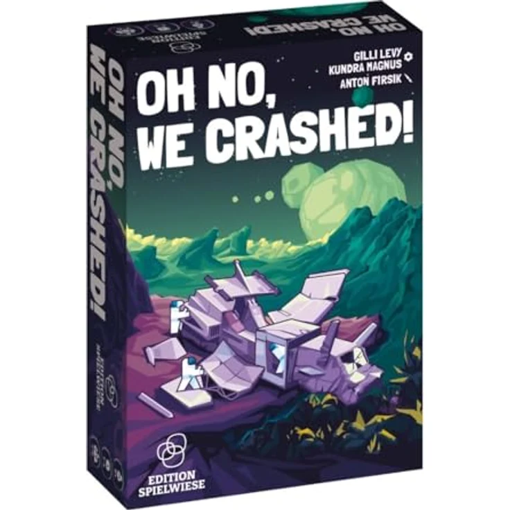Edition Spielwiese Oh no, we crashed, kooperatives Weltraum Spiel für 1–5 Spieler ab 6 Jahren, 10 einzigartige Planeten – Bild 1