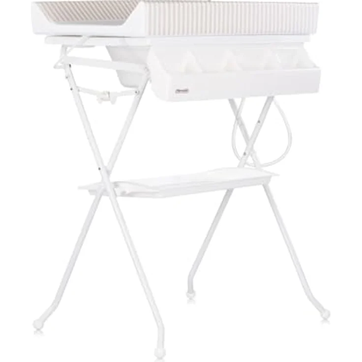 Chipolino Babywanne Wickeltisch 2 in 1 Aqua, klappbar, mit Zubehörfach und Ständer, beige – Bild 2
