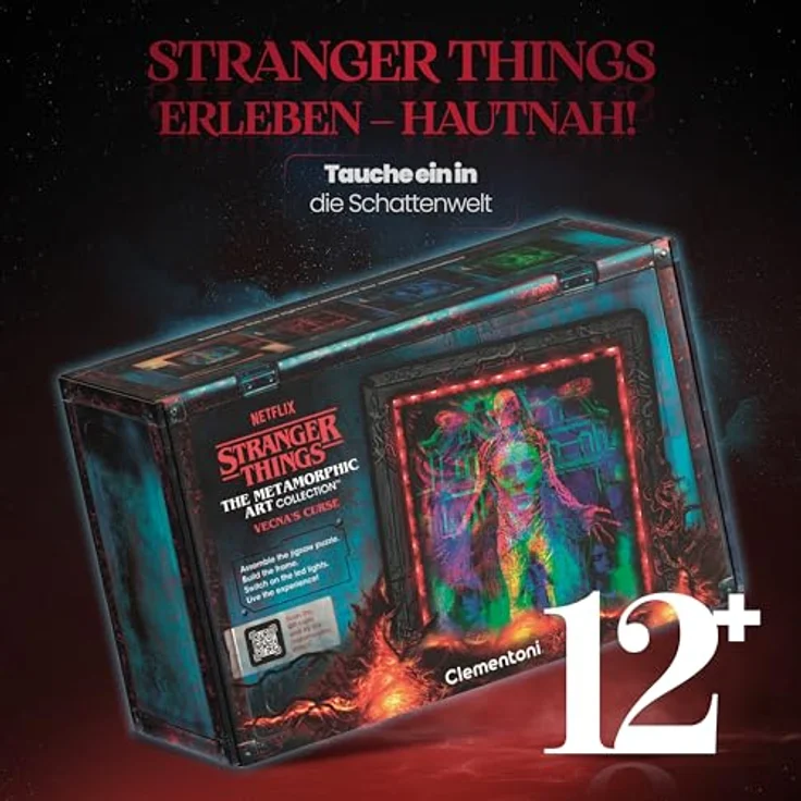 Clementoni Stranger Things Metamorphic Art Collection Vecna, 520 Teile Puzzle mit beleuchtetem RGB-Rahmen, offizielles Merch-Set für Fans & Sammler, ideal als Deko & Geschenk – Bild 3