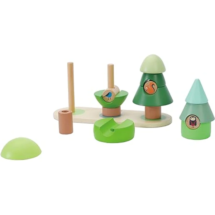 Classic World Stapelspiel Wald, 13-teiliges Holzspielzeug zur Förderung der Hand-Augen-Koordination, 23x8x13cm, für Kinder ab 10 Monaten – Bild 2