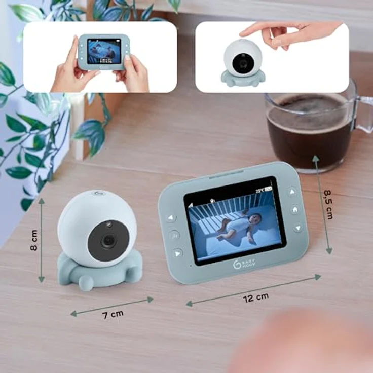 Babymoov Babyphone Yoo-Roll mit Kamera, 300 m Reichweite, wiederaufladbarer Akku, Nachtsicht, 8 Schlaflieder – Bild 6