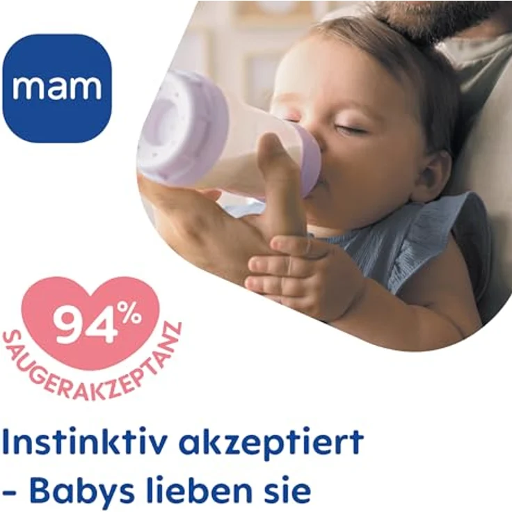 MAM Easy Start Anti-Colic Babyflasche (160 ml), Baby Trinkflasche mit Bodenventil gegen Koliken & Sauger Größe 1, 0+ Monate, Robbe/beige/zartrosa – Bild 3