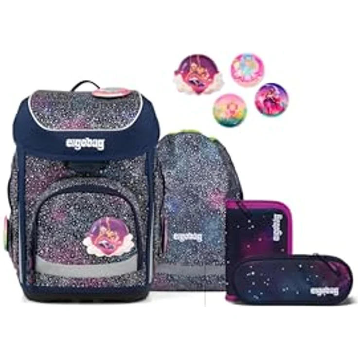 ergobag cubo Set, ergonomischer Schulranzen 5-teilig für die 1. Klasse, standsicher und reflektierend, individuell gestaltbar, 28 x 40 x 25 cm – Bild 1